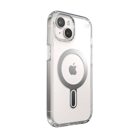 Speck Presidio Perfect-Clear ClickLock & MagSafe - Etui iPhone 16e / iPhone 15 / iPhone 14 / iPhone 13 (Clear / Chrome Finish / Serene Silver) (150441-3199)