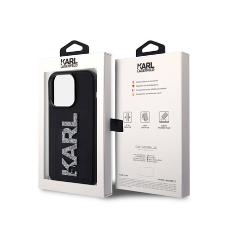 Karl Lagerfeld 3D Rubber Glitter Logo - Etui iPhone 15 Pro (czarny) (KLHCP15L3DMBKCK)