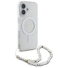 Guess IML Glitter With Pearl Strap MagSafe - Etui iPhone 16 Plus (przezroczysty) (GUHMP16MHGCRELST)