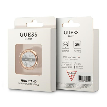 Guess Ring Stand Marble - Magnetyczny uchwyt na palec do telefonu (White) (GURSHCHMAG)