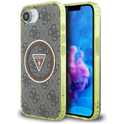 Guess IML Metal Glitter 4G Circle Triangle MagSafe - Etui do iPhone 16e (brązowy) (GUHMPSE4HG4PRTGW)