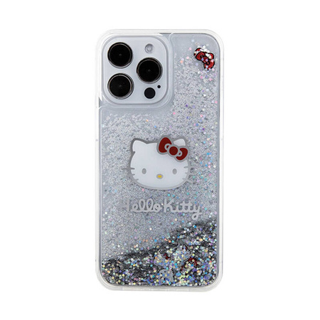 Hello Kitty Liquid Glitter Charms Kitty Head - Etui iPhone 15 Pro Max (srebrny) (HKHCP15XLIKHET)