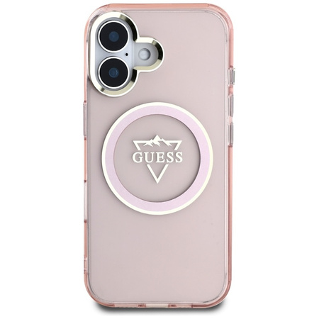 Guess IML Metal Mountain Logo MagSafe - Etui do iPhone 16 (różowy) (GUHMP16SHFGTMSLSP)