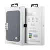 BMW Booktype Leather Textured & Stripe - Etui iPhone 14 Pro Max (czarny) (BMBKP14X22RDPK)