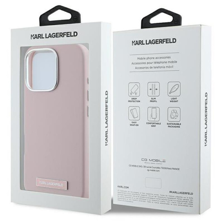 Karl Lagerfeld FW Metal Plate MagSafe - Etui iPhone 16 Pro (różowy) (KLHMP16LPGMSRPP)