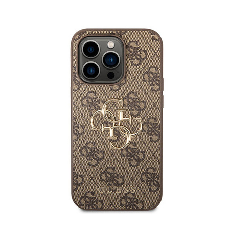 Guess 4G Big Metal Logo - Etui iPhone 15 Pro Max (brązowy) (GUHCP15X4GMGBR)