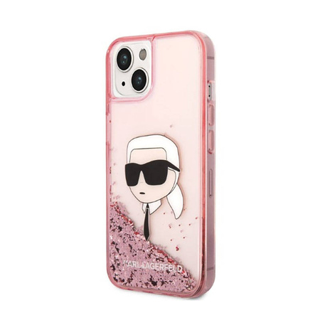 Karl Lagerfeld Liquid Glitter NFT Karl's Head - Etui iPhone 14 Plus (różowy) (KLHCP14MLNKHCP)