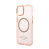 Guess Gold Outline Translucent MagSafe - Etui iPhone 14 Plus (różowy) (GUHMP14MHTCMP)