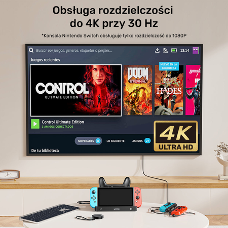 Unitek stacja ładująca Switch z przełącznikiem i czytnikiem kart do gier (G1005ABK01)