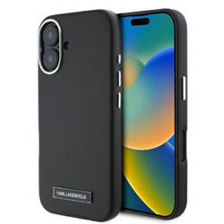 Karl Lagerfeld FW Metal Plate MagSafe - Etui iPhone 16 (czarny) (KLHMP16SPGMSRPK)