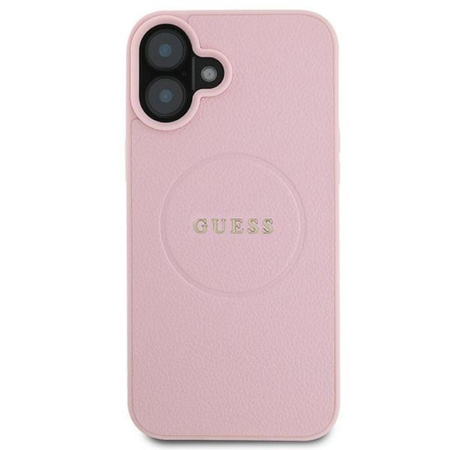 Guess Grained Ring MagSafe - Etui iPhone 16 Plus (różowy) (GUHMP16MPGHSMMP)