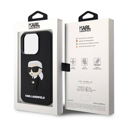 Karl Lagerfeld 3D Rubber NFT Ikonik - Etui iPhone 14 Pro (Czarny) (KLHCP14L3DRKINK)