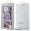 Guess Glitter Flowers Triangle Buttons MagSafe - Etui do iPhone 16 Pro Max (fioletowy) (GUHMP16XHFLPEDU)