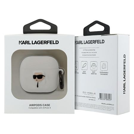 Karl Lagerfeld 3D Silicone NFT - Etui AirPods 4 (biały) (KLA4RUNIKH)