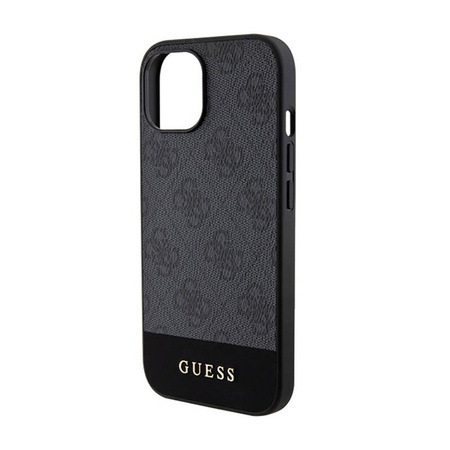 Guess 4G Bottom Stripe Metal Logo Collection - Etui iPhone 15 (szary) (GUHCP15SG4GLGR)