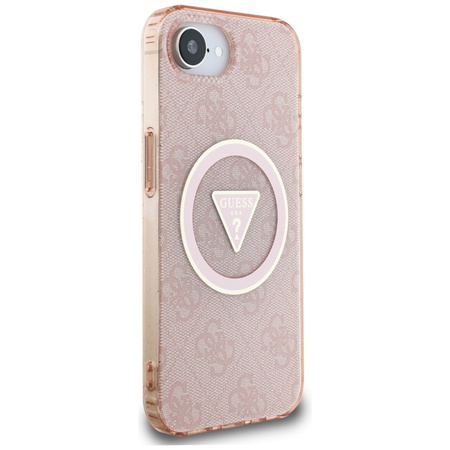 Guess IML Metal Glitter 4G Circle Triangle MagSafe - Etui do iPhone 16e (różowy) (GUHMPSE4HG4PRTGP)