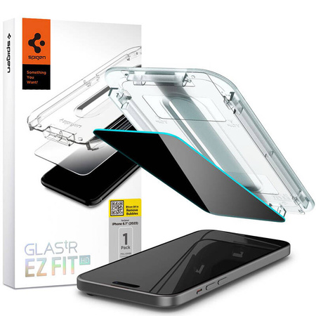 Spigen GLAS.TR EZ FIT Privacy - Szkło hartowane z filtrem prywatyzującym do iPhone 15 / 16 (AGL07121)