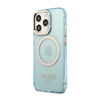 Guess Gold Outline Translucent MagSafe - Etui iPhone 13 Pro (niebieski) (GUHMP13LHTCMB)