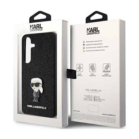 Karl Lagerfeld Fixed Glitter Ikonik Logo Metal Pin - Etui Samsung Galaxy S24 (czarny) (KLHCS24SGKNPSK)