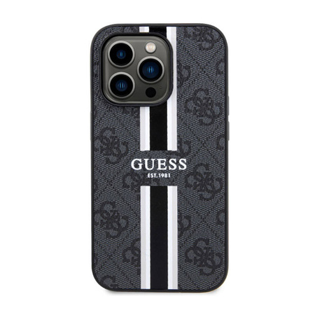 Guess 4G Printed Stripes MagSafe - Etui iPhone 14 Pro Max (Czarny) (GUHMP14XP4RPSK)