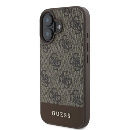 Guess 4G Bottom Stripe - Etui iPhone 16 (brązowy) (GUHCP16SG4GLBR)