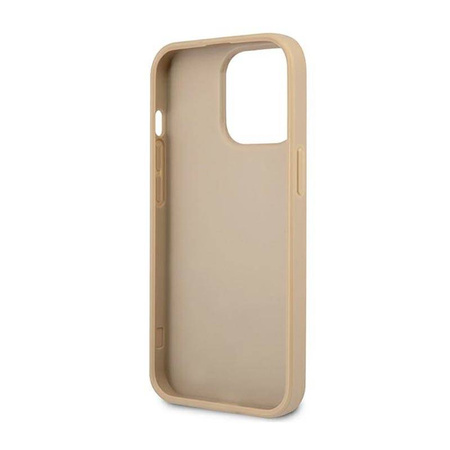 Guess Saffiano Triangle Logo Case – Etui iPhone 14 Pro (beżowy) (GUHCP14LPSATLE)
