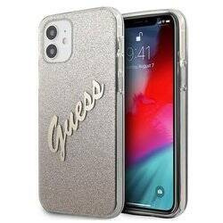 Guess Glitter Gradient Script - Etui iPhone 12 mini (złoty) (GUHCP12SPCUGLSGO)