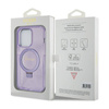 Guess Ring Stand Script Glitter MagSafe - Etui iPhone 15 Pro (fioletowy) (GUHMP15LHRSGSU)