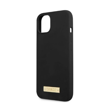 Guess Silicone Logo Plate MagSafe - Etui iPhone 13 Mini (czarny) (GUHMP13SSPLK)