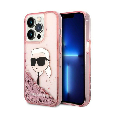 Karl Lagerfeld Liquid Glitter NFT Karl's Head - Etui iPhone 14 Pro Max (różowy) (KLHCP14XLNKHCP)