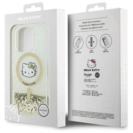 Hello Kitty Liquid Glitter Fever MagSafe - Etui iPhone 16 Pro Max (biały / złoty) (HKHMP16XLGDIH)