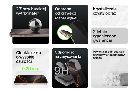 Belkin Szkło na iPhone 16 Pro, UltraGlass 2, z aplikatorem (OVA157HQ)