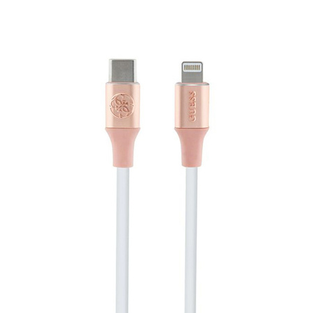 Guess Ebossed Logo - Kabel USB-C do Lightning certyfikat MFi 1.5m (różowy) (GUCLLALRGDP)