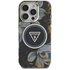Guess Glitter Flowers Triangle Buttons MagSafe - Etui do iPhone 16 Pro (czarny) (GUHMP16LHFLPEDK)