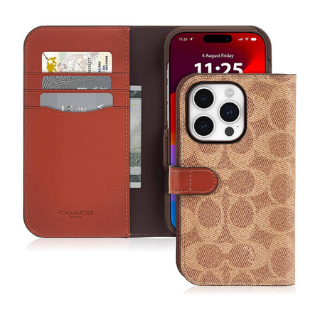 Coach Folio Signature C Case - Etui 2w1 z klapką iPhone 15 Pro (Tan) (CH052702)