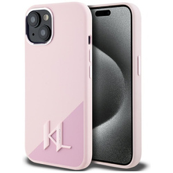 Karl Lagerfeld Silicone Shadow Metal Initial MagSafe - Etui do iPhone 15 (różowy) (KLHMP15SSCMKMPCP)