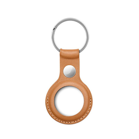 Crong Leather Case with Key Ring – Skórzane etui ochronne brelok do Apple AirTag (brązowy) (CRG-ATL-BRW)