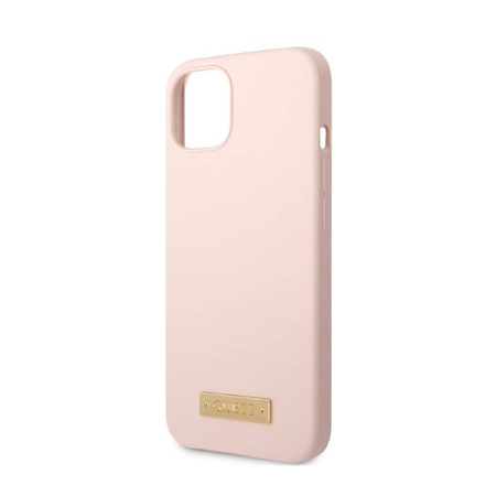 Guess Silicone Logo Plate MagSafe - Etui iPhone 13 (różowy) (GUHMP13MSBPLP)