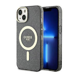 Guess Glitter Gold MagSafe - Etui iPhone 14 (Czarny) (GUHMP14SHCMCGK)