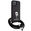 Karl Lagerfeld Crossbody Saffiano Monogram Ikonik Metal Pin - Etui iPhone 15 (czarny) (KLHCP15SSASKNPSK)