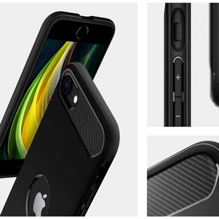 Spigen Rugged Armor - Etui do iPhone SE 2022 / SE 2020 / 8 / 7 (Czarny) (ACS00944)