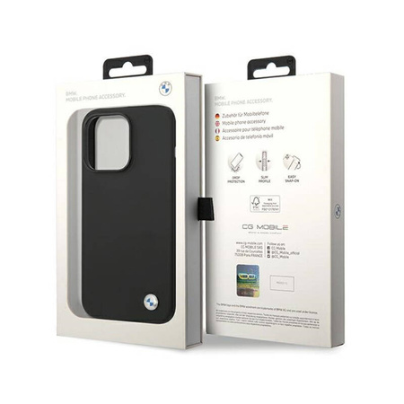 BMW Silicone Metal Logo - Etui iPhone 15 Pro Max (czarny) (BMHCP15XSILBK)