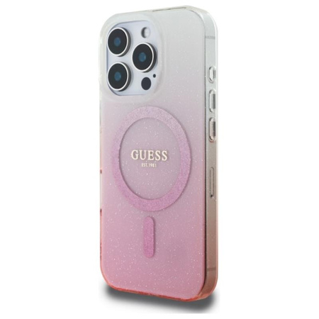 Guess IML Glitter Gradient MagSafe - Etui iPhone 16 Pro Max (różowy) (GUHMP16XHGRCELP)