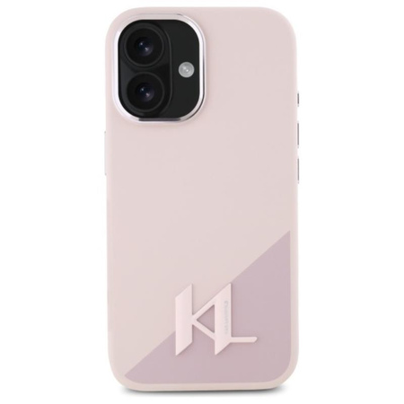 Karl Lagerfeld Silicone Shadow Metal Initial MagSafe - Etui iPhone 16 (różowy) (KLHMP16SSCMKMPCP)