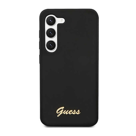 Guess Silicone Script Metal Logo - Etui Samsung Galaxy S23 (czarny) (GUHCS23SSLSMK)