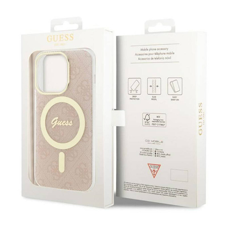 Guess 4G MagSafe - Etui iPhone 14 Pro (Różowy) (GUHMP14LH4STP)