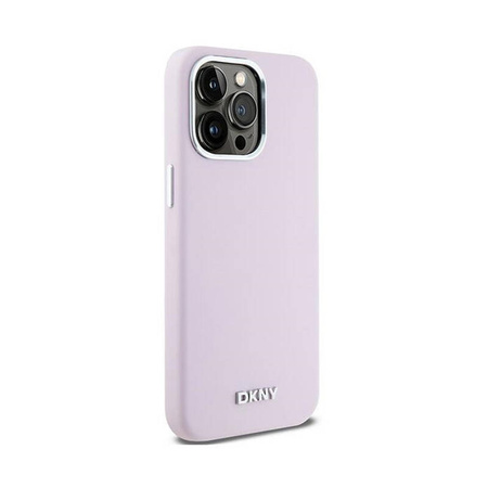 DKNY Liquid Silicone Small Metal Logo MagSafe - Etui iPhone 14 Pro Max (różowy) (DKHMP14XSMCHLP)