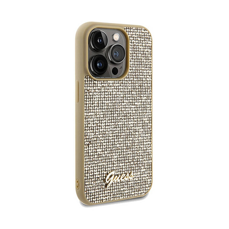 Guess Disco Metal Script - Etui iPhone 14 Pro (złoty) (GUHCP14LPMSDGSD)