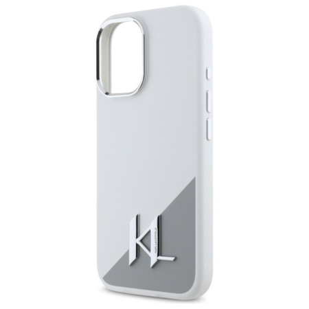Karl Lagerfeld Silicone Shadow Metal Initial MagSafe - Etui iPhone 16 (biały) (KLHMP16SSCMKMPCH)