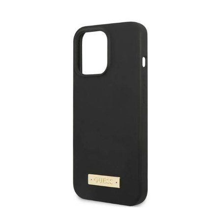 Guess Silicone Logo Plate MagSafe - Etui iPhone 13 Pro Max (czarny) (GUHMP13XSPLK)